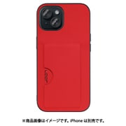 WORK28IP-RD-IP15 [iPhone 15用 PUレザーケース カードポケット＆ストラップホール付き レッド]