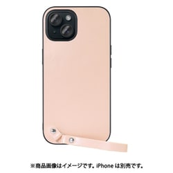 WORK33IP-PK-IP15 [iPhone 15用 本革ケース ストラップ＆ストラップホール付き ピーチピンク]