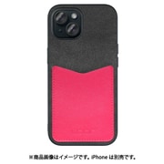 WORK49IP-BKPK-IP15 [iPhone 15用 PUレザーケース ストラップホール＆カードポケット付き ブラックピンク]