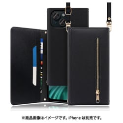 WORK50IP-BK-IP15 [iPhone 15用 手帳型ケース ロングストラップ＆カードポケット付き ブラック]