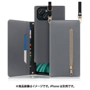 WORK50IP-GY-IP15 [iPhone 15用 手帳型ケース ロングストラップ＆カードポケット付き グレー]