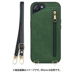 WORK54IP-GN-IP15 [iPhone 15用 背面型スマホショルダーケース ロングストラップ＆カードポケット付き オリーブグリーン]