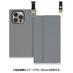 WORK22IP-GY-IP15PM [iPhone 15 Pro Max用 手帳型ケース ロングストラップ＆カードポケット付き グレー]