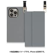 WORK22IP-GY-IP15PM [iPhone 15 Pro Max用 手帳型ケース ロングストラップ＆カードポケット付き グレー]