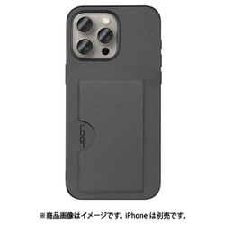 WORK28IP-GY-IP15PM [iPhone 15 Pro Max用 PUレザーケース カードポケット＆ストラップホール付き グレー]