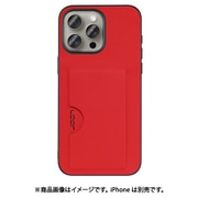 WORK28IP-RD-IP15PM [iPhone 15 Pro Max用 PUレザーケース カードポケット＆ストラップホール付き レッド]