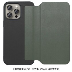 WORK38IP-EG-IP15PM [iPhone 15 Pro Max用 PUレザースマホケース ストラップホール＆カードポケット付き エバーグリーン]