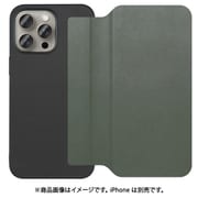 WORK38IP-EG-IP15PM [iPhone 15 Pro Max用 PUレザースマホケース ストラップホール＆カードポケット付き エバーグリーン]