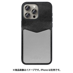 WORK49IP-BKGY-IP15PM [iPhone 15 Pro Max用 PUレザーケース ストラップホール＆カードポケット付き ブラックグレー]