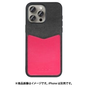 WORK49IP-BKPK-IP15PM [iPhone 15 Pro Max用 PUレザーケース ストラップホール＆カードポケット付き ブラックピンク]