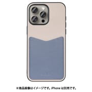 WORK49IP-GYBU-IP15PM [iPhone 15 Pro Max用 PUレザーケース ストラップホール＆カードポケット付き グレーブルー]