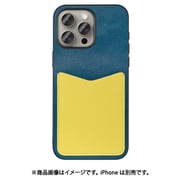 WORK49IP-NYYL-IP15PM [iPhone 15 Pro Max用 PUレザーケース ストラップホール＆カードポケット付き ネイビーイエロー]