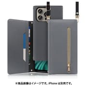 WORK50IP-GY-IP15PM [iPhone 15 Pro Max用 手帳型ケース ロングストラップ＆カードポケット付き グレー]