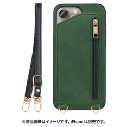 WORK54IP-GN-IP15PM [iPhone 15 Pro Max用 背面型スマホショルダーケース ロングストラップ＆カードポケット付き オリーブグリーン]