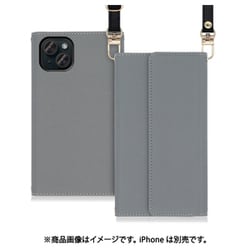 WORK22IP-GY-IP15PS [iPhone 15 Plus用 手帳型ケース ロングストラップ＆カードポケット付き グレー]
