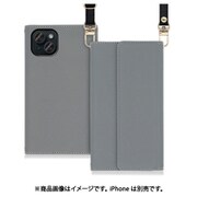 WORK22IP-GY-IP15PS [iPhone 15 Plus用 手帳型ケース ロングストラップ＆カードポケット付き グレー]