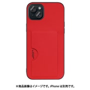 WORK28IP-RD-IP15PS [iPhone 15 Plus用 PUレザーケース カードポケット＆ストラップホール付き レッド]