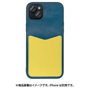 WORK49IP-NYYL-IP15PS [iPhone 15 Plus用 PUレザーケース ストラップホール＆カードポケット付き ネイビーイエロー]