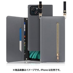 WORK50IP-GY-IP15PS [iPhone 15 Plus用 手帳型ケース ロングストラップ＆カードポケット付き グレー]