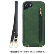 WORK54IP-GN-IP15PS [iPhone 15 Plus用 背面型スマホショルダーケース ロングストラップ＆カードポケット付き オリーブグリーン]