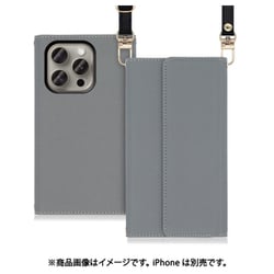 WORK22IP-GY-IP15PRO [iPhone 15 Pro用 手帳型ケース ロングストラップ＆カードポケット付き グレー]