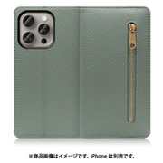 WORK27IP-DG-IP15PRO [iPhone 15 Pro用 手帳型ケース スタンド機能＆カードポケット付き ダルグリーン]