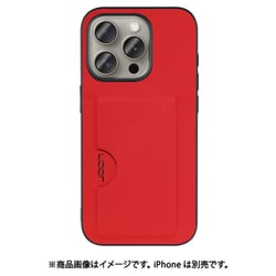 WORK28IP-RD-IP15PRO [iPhone 15 Pro用 PUレザーケース カードポケット＆ストラップホール付き レッド]