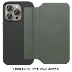 WORK38IP-EG-IP15PRO [iPhone 15 Pro用 PUレザースマホケース ストラップホール＆カードポケット付き エバーグリーン]