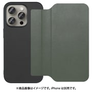 WORK38IP-EG-IP15PRO [iPhone 15 Pro用 PUレザースマホケース ストラップホール＆カードポケット付き エバーグリーン]