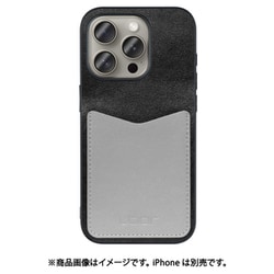 WORK49IP-BKGY-IP15PRO [iPhone 15 Pro用 PUレザーケース ストラップホール＆カードポケット付き ブラックグレー]