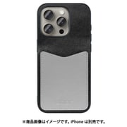 WORK49IP-BKGY-IP15PRO [iPhone 15 Pro用 PUレザーケース ストラップホール＆カードポケット付き ブラックグレー]