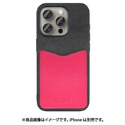 WORK49IP-BKPK-IP15PRO [iPhone 15 Pro用 PUレザーケース ストラップホール＆カードポケット付き ブラックピンク]