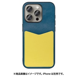 WORK49IP-NYYL-IP15PRO [iPhone 15 Pro用 PUレザーケース ストラップホール＆カードポケット付き ネイビーイエロー]