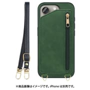 WORK54IP-GN-IP15PRO [iPhone 15 Pro用 背面型スマホショルダーケース ロングストラップ＆カードポケット付き オリーブグリーン]