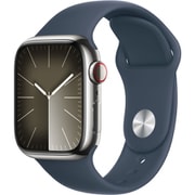 Apple Watch Series 9 (GPS + Cellularモデル)- 41mmシルバーステンレススチールケースとストームブルースポーツバンド - S/M MRJ23J/A