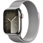 Apple Watch Series 9 (GPS + Cellularモデル)- 41mmシルバーステンレススチールケースとシルバーミラネーゼループ MRJ43J/A
