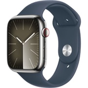 Apple Watch Series 9 (GPS + Cellularモデル)- 45mmシルバーステンレススチールケースとストームブルースポーツバンド - M/L MRMP3J/A