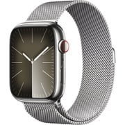 Apple Watch Series 9 （GPS + Cellularモデル）- 45mmシルバーステンレススチールケースとシルバーミラネーゼループ [MRMQ3J/A]
