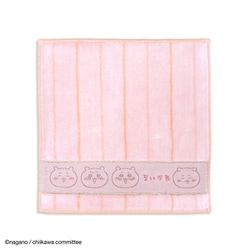 ちいかわ ストライプ271-6002 20cm×20cm ピンク タオルハンカチ 41-4050060P