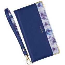 かんたんスマホ3 用 ケース 手帳型 ブルーミー スマホケース フラワー エレガンテ Elegante/ネイビー BL-A205KC-NV