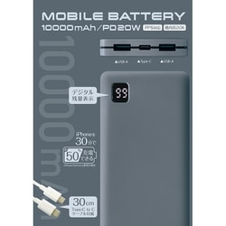 モバイルバッテリー 10000mAh PD20W対応 USB A×2＋C×1 ダークグレー LU2CMPP100-CCDG