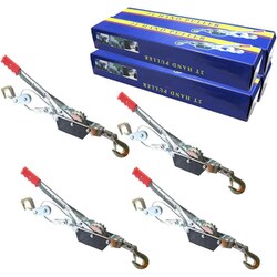 diy-059-4p [パワーウインチ 4台セット ウインチ 手動 ハンドウインチ （破断荷重 2t 2トン） （作動荷重 1t 1000kg） ワイヤー式 パワーハンドウインチ ワイヤロープ付き]
