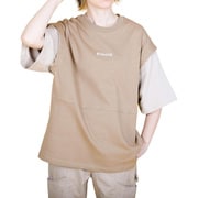 smoA2rscnsaLbrw [2WAY REMOVABLE SLEEVE COTTON CREW NECK BIG S/S T-SHIRT L ブラウン]