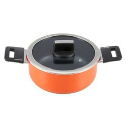両手鍋 22cm キャセロール IH ガス火対応 オレンジ 耐摩耗性300万回 ベストウェア レジスタンス ND-6264