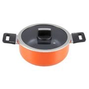 両手鍋 24cm キャセロール IH ガス火対応 オレンジ 耐摩耗性300万回 ベストウェア レジスタンス ND-6265