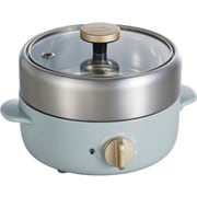 電気鍋 コンパクトマルチグリルポット 600W 0.8L ヒーター式 1台4役 グリルプレート/鍋/スチーマー ガラスふた付き ブルーグリーン BOE115-BGR