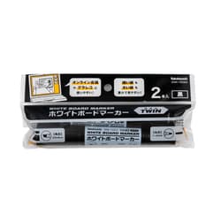ホワイトボードマーカー ツイン 2本パック 黒 WMK-T202D