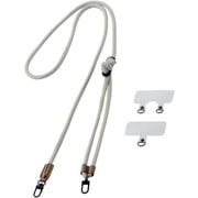 P-STSDH2R06GYL [スマホ ショルダー ストラップ 42～78cm 長さ調整可 ストラップシート付 丸ひもタイプ 丸紐直径6mm ライトグレー]