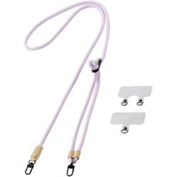 P-STSDH2R06PU [スマホ ショルダー ストラップ 42～78cm 長さ調整可 ストラップシート付 丸ひもタイプ 丸紐直径6mm ラベンダー]