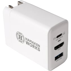 USB急速充電器 65W 3in1 PD充電器 USB PD（パワーデリバリー）対応 65W Type-C×1/HDMI×1/USB-A×1/HDMI×1 HDMI画像出力対応 USB HUB機能搭載 Type-Cケーブル付属（1m） ホワイト HWUA-P65CH-W